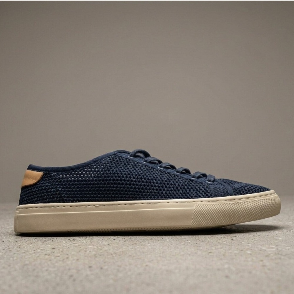 Soludos Ashore Lagos Mesh Sneakers Men's Size 12 Navy Blue Lace Up NWOB Flaw